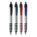 White Barrel Click Pen w/ Zebra Grip